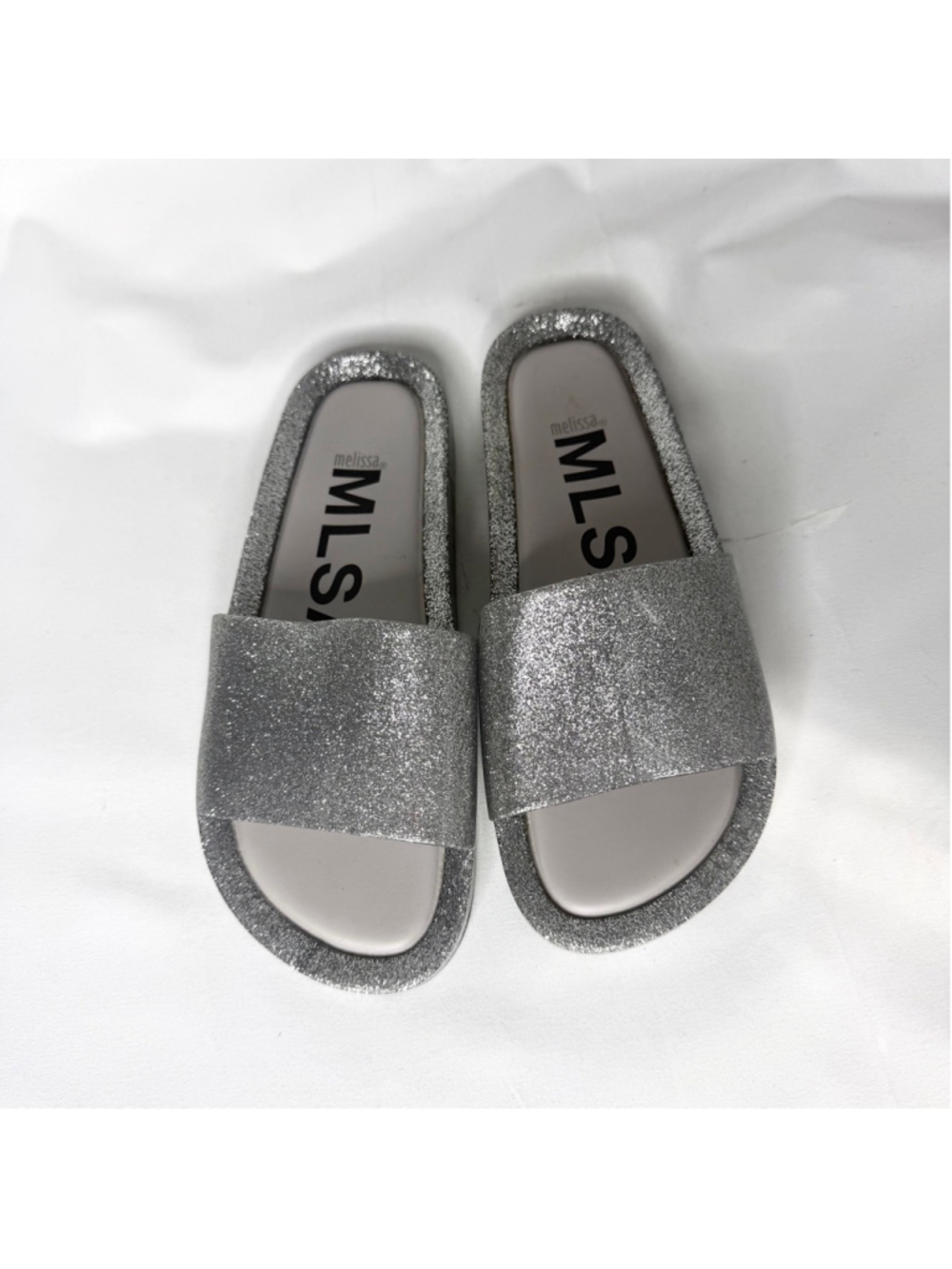 Women's Melissa Silver Glitter Slide Sandals Size 8 - Picture 2 of 4
